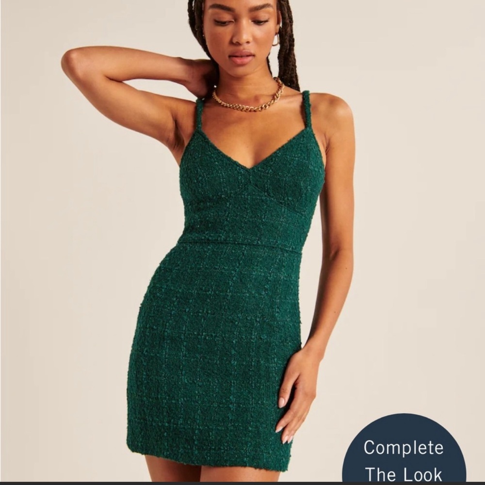 Abercrombie & Fitch Green Tweed Mini Dress. Size Large